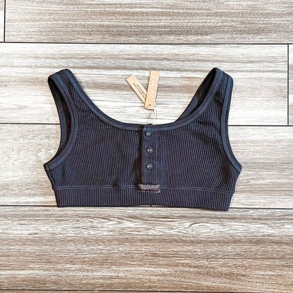 NWT! Skims Dark Chocolate Waffle Henley Bralette Size Medium - Picture 1 of 4